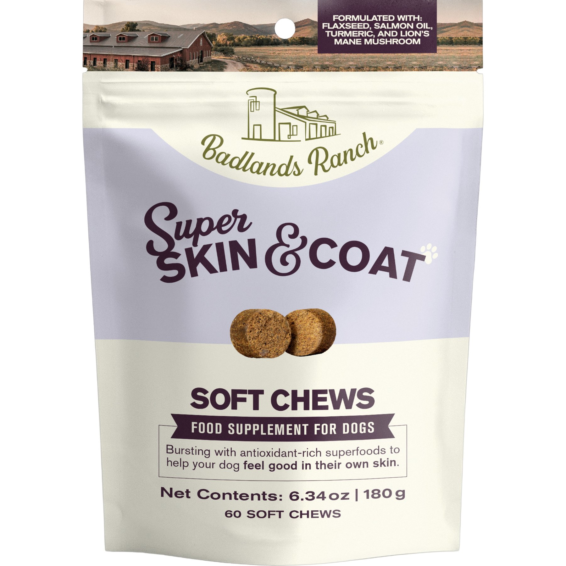 Badlands Ranch Super Skin & Coat Soft Chew Supplement for Dogs, 60 count
