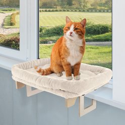 Pet Adobe Petmaker Cat Window Perch with Bolster, 24-in, Cream