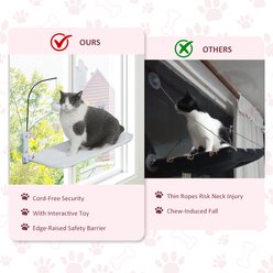 SMONTER Flat Polyester Cat Window Perch with Hanging Toy, White slide 2 of 7