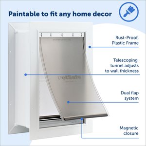 PetSafe Wall Entry Dual Flap Pet Door with Closing Panel, White, Large