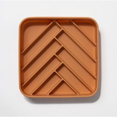 dogged dogged Chevron Slow Feeder Dog Bowl, 3.5-cup, Nutmeg