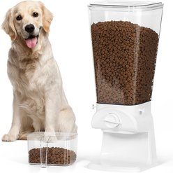 SMONTER Easy-Twist Dispensing Dog Dry Food Storage Container, White, 24-lb