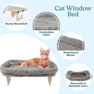 Show full view: Pet Adobe Petmaker Cat Window Perch with Bolster, 24-in, Gray slide 2 of 6