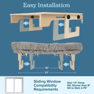 Show full view: Pet Adobe Petmaker Cat Window Perch with Bolster, 24-in, Gray slide 4 of 6