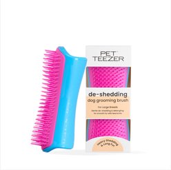Pet Teezer De-Shedding Dog Grooming Brush, Blue/Pink
