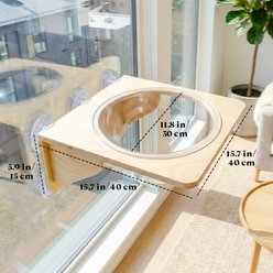 Happy & Polly Wall Mounted Suction Cup Hammock Cat Window Perch, Natural Wood slide 2 of 9