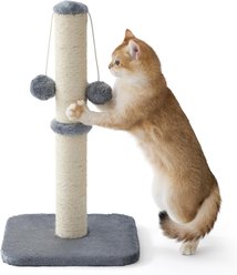 Lesure Indoor Tall Sisal Cat Scratching Post with Hanging Toy Ball & Stable Base, Grey, Small: 12 x 12 x 22-in