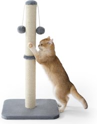 Lesure Indoor Tall Sisal Cat Scratching Post with Hanging Toy Ball & Stable Base, Grey, Medium: 14 x 14 x 29-in