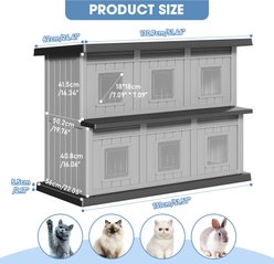KAMABOKO 6-Story Cottage Weatherproof Wooden Outdoor Cat House with Door Flaps, Black slide 2 of 8
