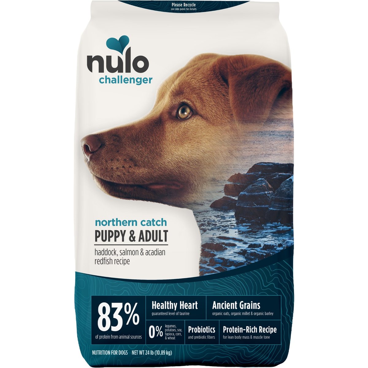 Nulo Challenger Puppy & Adult Northern Catch Haddock, Salmon & Acadian Redfish Dry Dog Food, 24-lb bag