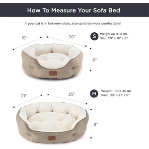 Bedsure Round Bolster Anti-Slip Puppy & Kitten Bed with Washable Pillow Cushion, Camel, Small