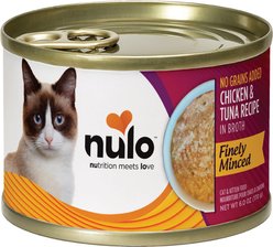 Nulo Chicken & Tuna Finely Minced Canned Wet Cat Food, 6-oz can, case of 8