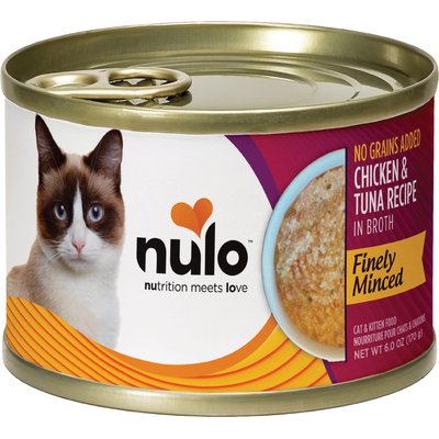 Nulo Nulo Chicken & Tuna Finely Minced Canned Wet Cat Food, 6-oz can, case of 8