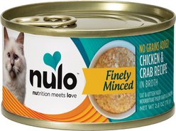 Nulo Chicken & Crab Finely Minced Canned Wet Cat Food, 2.8-oz can, case of 12