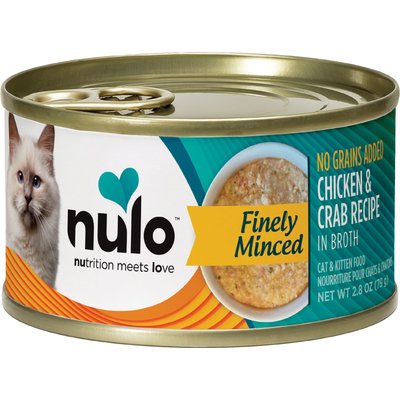 Nulo Nulo Chicken & Crab Finely Minced Canned Wet Cat Food, 2.8-oz can, case of 12