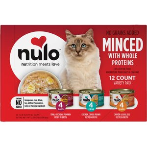 Nulo Chicken, Tuna & Pumpkin with Whole Meat Variety Pack Minced Wet Cat Food, 2.8-oz can, case of 12