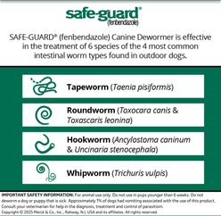 Safe-Guard Dewormer for Hookworms, Roundworms, Tapeworms & Whipworms for Large Breed Dogs, 3 day treatment slide 2 of 8