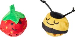 Frisco Bee & Strawberry Plush & Plastic Ball Cat Toy with Compressed Catnip, 2 count
