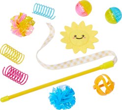 Frisco Sun Felt Plush, Teaser Wand, Springs & Balls Variety Pack Cat Toy with Silvervine & Catnip, 10 count slide 1 of 6