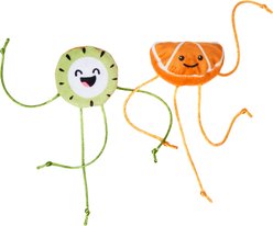 Frisco Kiwi & Orange Plush Dangly Cat Toy with Silvervine & Catnip, 2 count