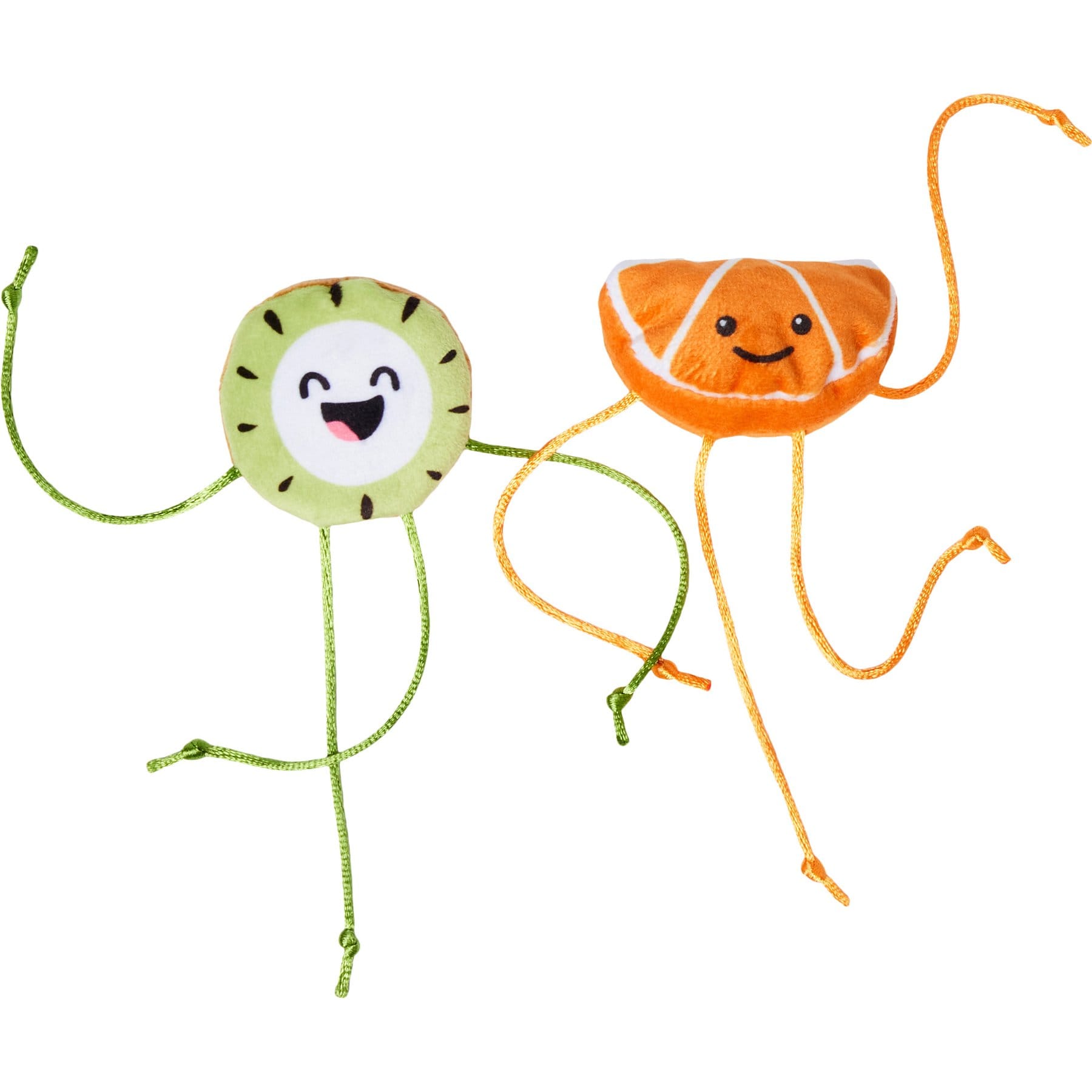 Frisco Kiwi & Orange Plush Dangly Cat Toy with Silvervine & Catnip, 2 count
