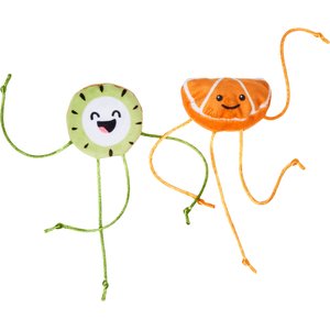 Frisco Kiwi & Orange Plush Dangly Cat Toy with Silvervine & Catnip, 2 count