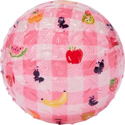 Frisco Ants & Fruits Gingham TPR Ball Squeaky Dog Toy, Large