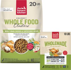 The Honest Kitchen Whole Grain Chicken Recipe Dehydrated Food + Food Clusters Whole Grain Chicken & Oat Recipe Dog Food, 20-lb bag