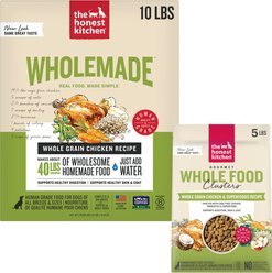 The Honest Kitchen Whole Grain Chicken Recipe Dehydrated Food + Food Clusters Whole Grain Chicken & Oat Recipe Dog Food, 5-lb bag