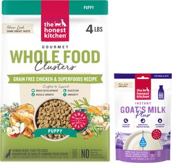 The Honest Kitchen Whole Food Clusters Chicken Recipe + Daily Boosters Instant Goat's Milk with Probiotics for Dogs