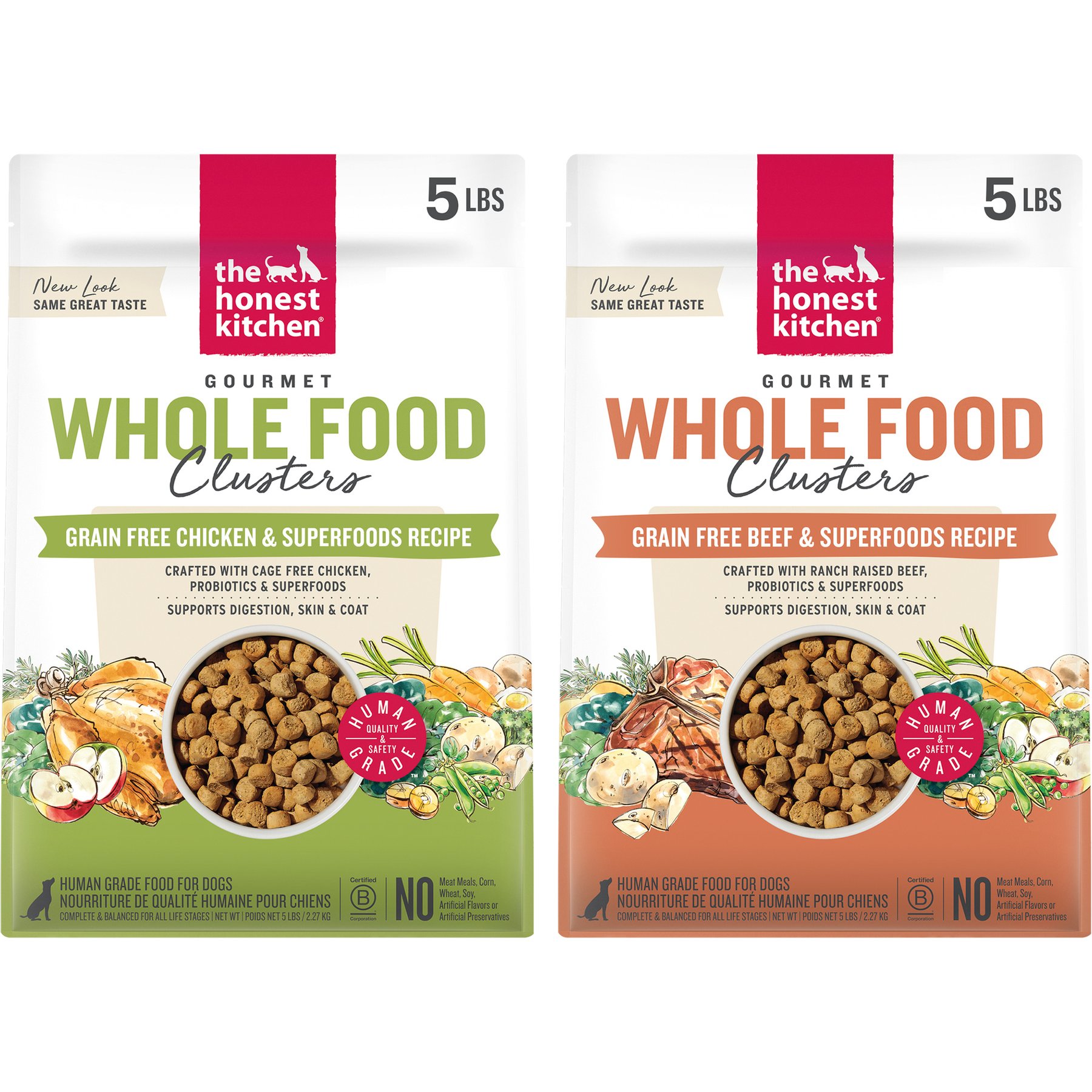 The Honest Kitchen Chicken + Beef Whole Food Clusters Dry Dog Food, 10-lb bundle