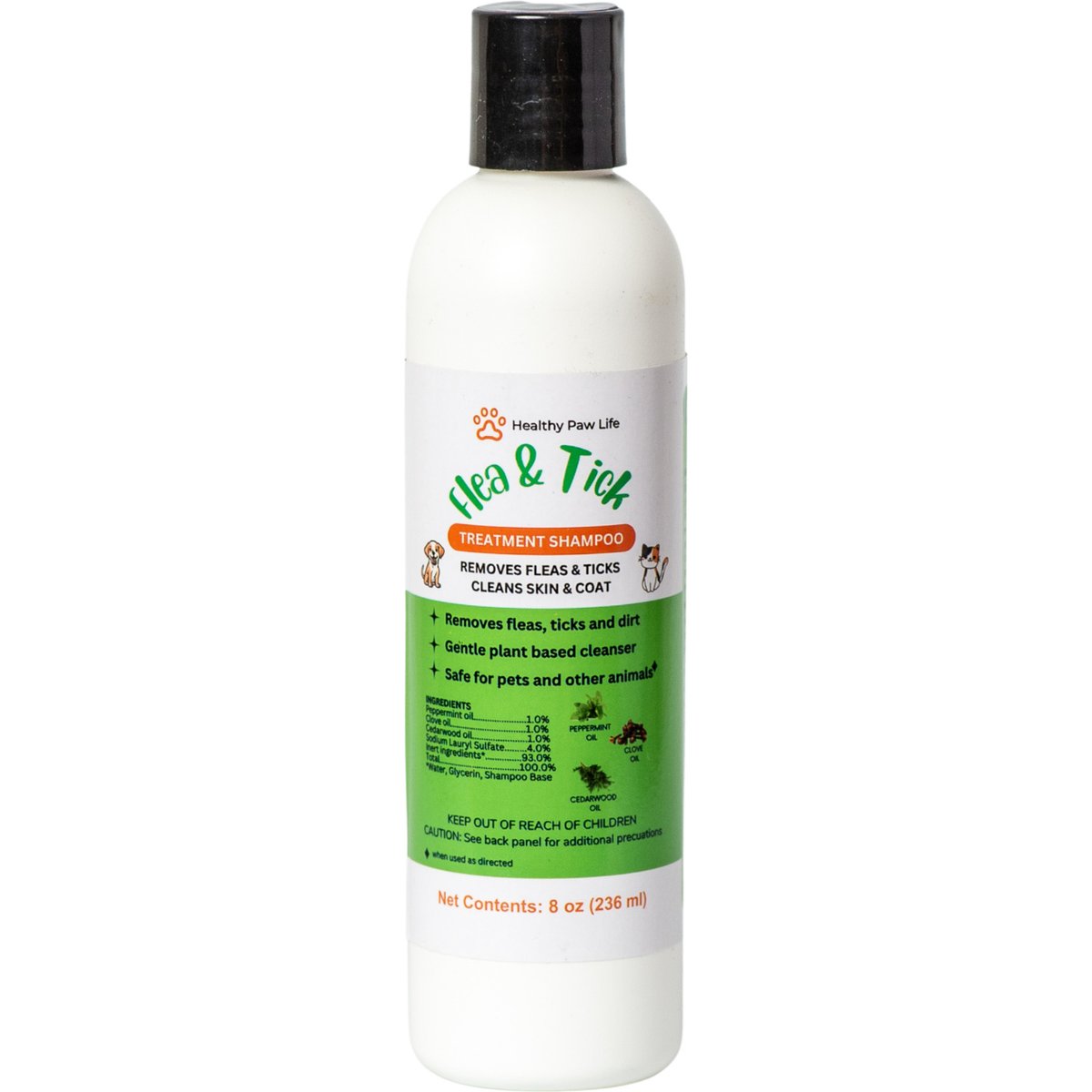 Healthy Paw Life Plant Based Natural Essential Oils Flea & Tick Shampoo for Dogs & Cats, 8-fl oz bottle