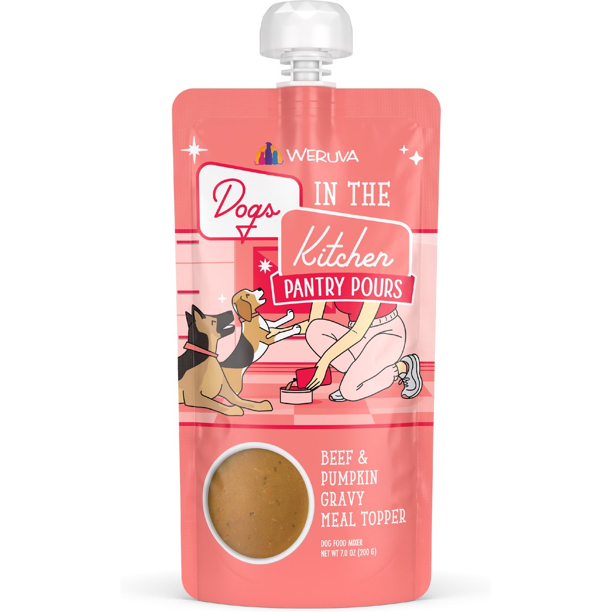 Weruva Dogs in the Kitchen Pantry Pours Beef & Pumpkin Gravy Wet Dog Food Topper, 7-oz pouch, case of 6
