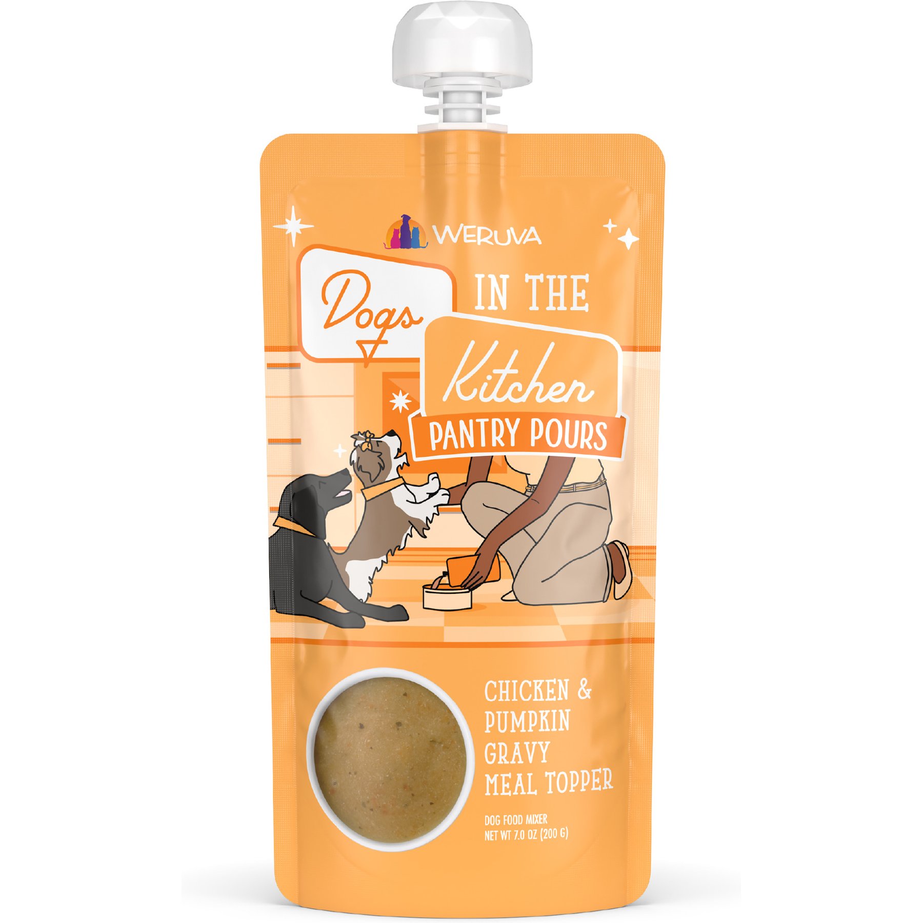 Weruva Dogs in the Kitchen Pantry Pours Chicken & Pumpkin Gravy Wet Dog Food Topper, 7-oz pouch, case of 6