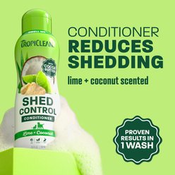 TropiClean Deshedding & Moisturizing Dog Conditioner, Lime & Cocoa Butter Scent, 20-fl oz bottle slide 2 of 9