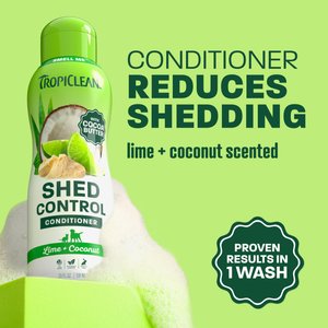 TropiClean Deshedding & Moisturizing Dog Conditioner, Lime & Cocoa Butter Scent, 20-fl oz bottle