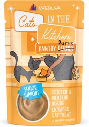 Weruva Cats in the Kitchen Pantry Pours Senior Support Chicken & Pumpkin Bisque Wet Cat Food Topper, 1.4-oz pouch, case of 12