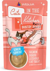 Weruva Cats in the Kitchen Pantry Pours Senior Support Salmon Bisque Wet Cat Food Topper, 1.4-oz pouch, case of 12