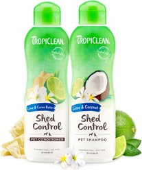 TropiClean Lime & Coconut Deshedding Dog & Cat Shampoo & Conditioner Set
