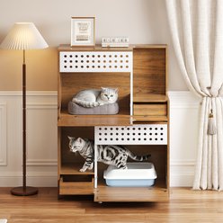jansno Side Table Cat Litter Box Enclosure, Brown slide 2 of 7
