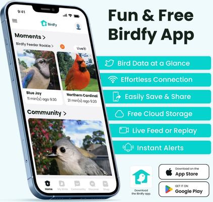 Show full view: Birdfy Rookie Smart Bird Feeder with Camera, Blue slide 7 of 8