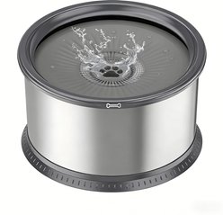 Twinsing No Spill Splash Proof Slow Drinking Stainless Steel Dog Water Bowl with Anti-Slip Mat, Grey, Large: 6.5-L / 220-oz, 1 count