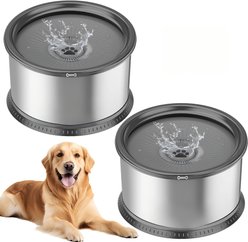 Twinsing Slow Drinking Stainless Steel Dog Water Bowl with Anti Slip Mat, Grey, Medium: 4.5-L / 152-oz, 2 count slide 1 of 8