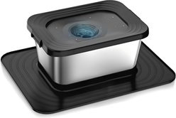 Twinsing Indoor & Outdoor No Spill Non-Skid Stainless Steel Dog Water Bowl with Non-Slip Silicone Mat, Black, Large: 2.6-gal / 10-L