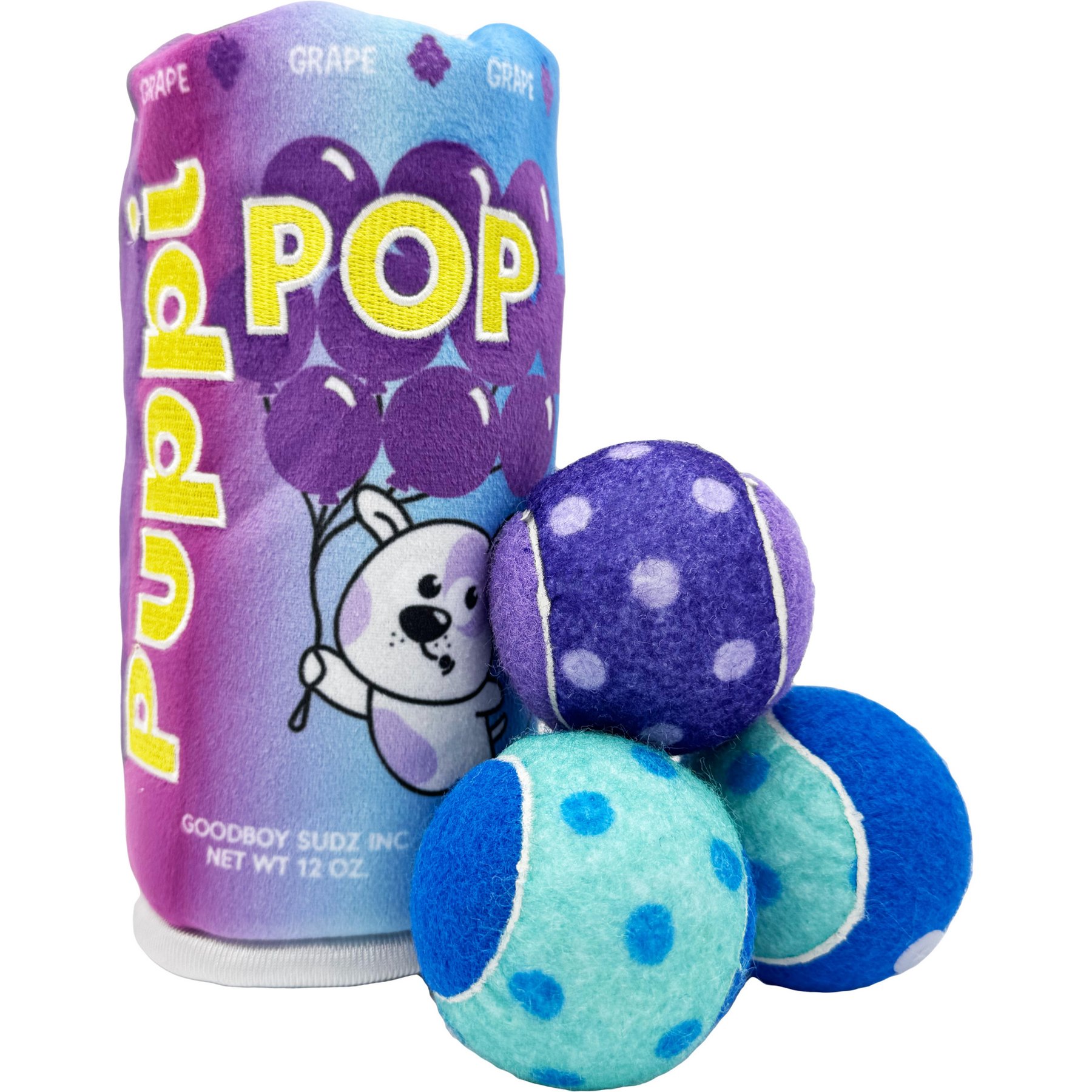 Huxley & Kent Squeak 'N Peek Puppi Pop Grape Squeaky Ball Dog Toy, Purple, Small