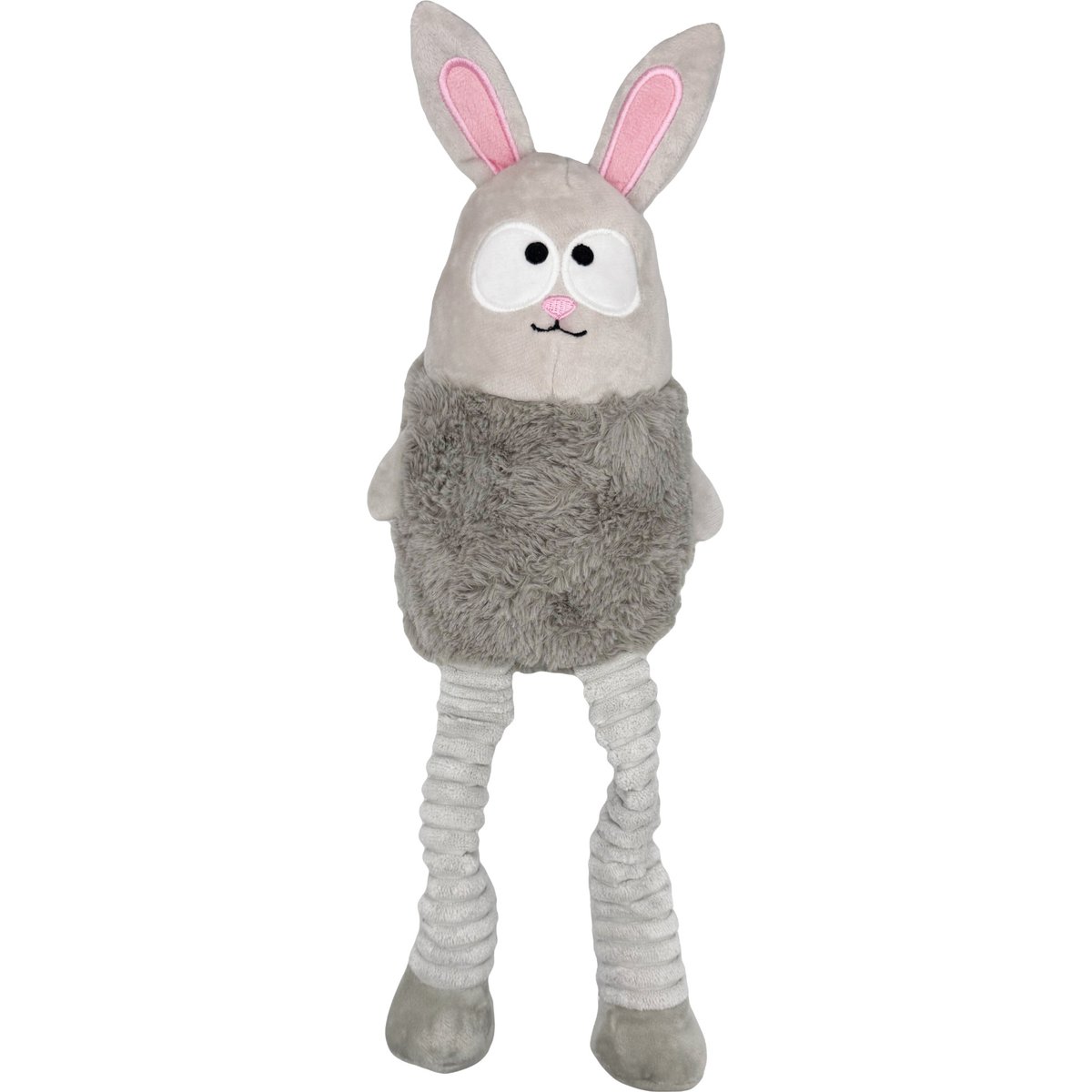 Huxley & Kent Lankies Binky Bunny Squeaky Plush Dog Toy, Gray, Large