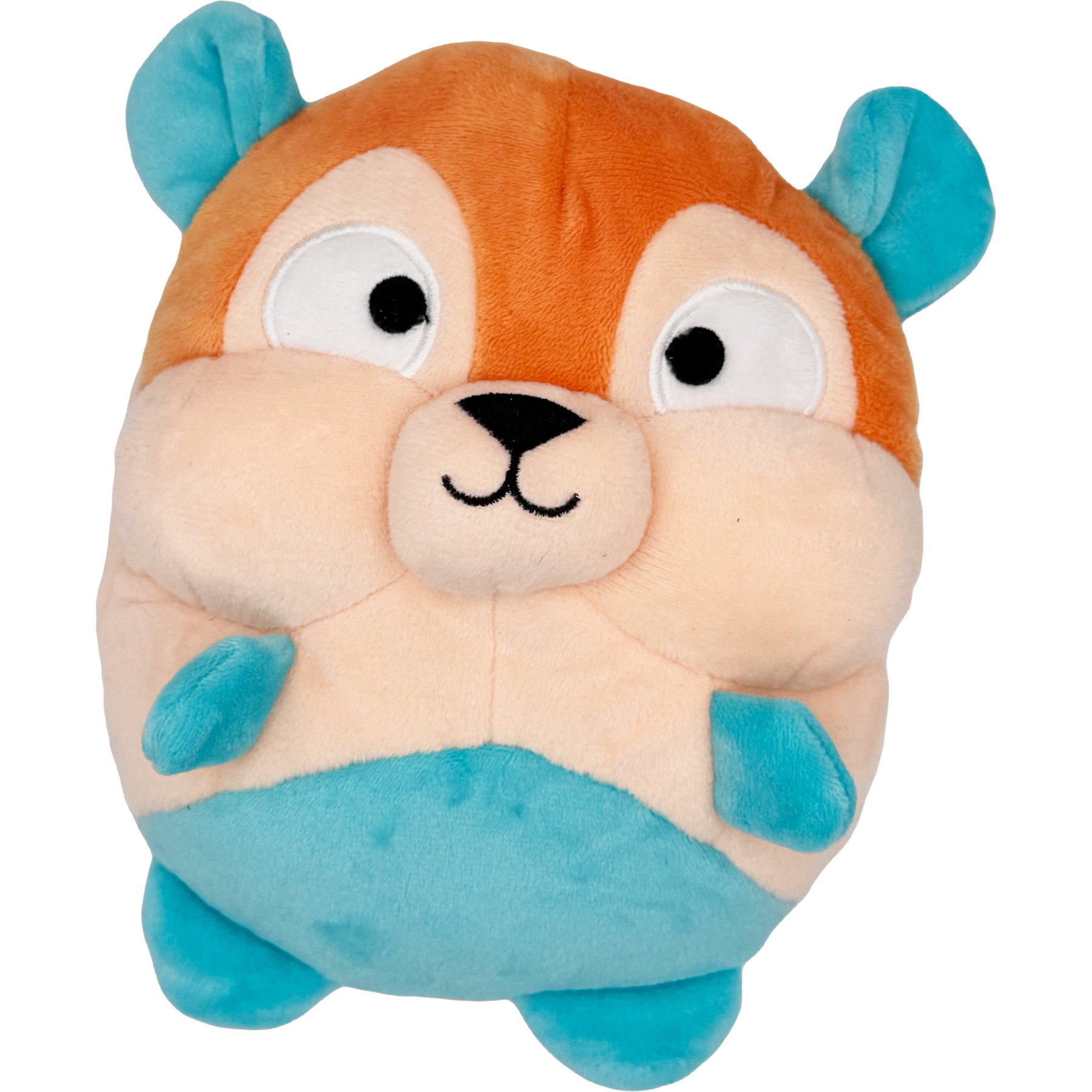 Huxley & Kent Pudgies Nutty Buddy Squeaky Plush Dog Toy,Tan/Teal, One Size