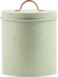10 Strawberry Street Puppy Paws Airtight Dog Treat Canister, Sage, 64-oz