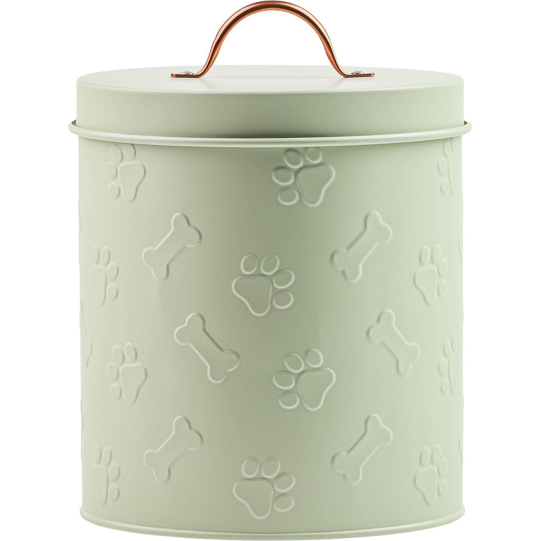 10 Strawberry Street Puppy Paws Airtight Dog Treat Canister, Sage, 64-oz