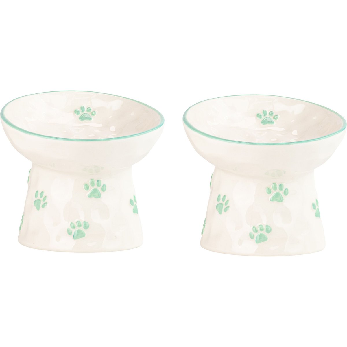 10 Strawberry Street Petite Paw Elevated Bowl, Blue Paw, 7-oz, 2 count